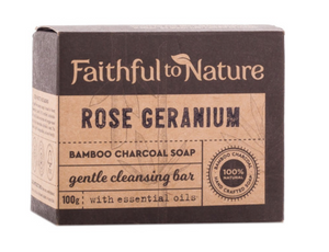 Faithful to Nature Bamboo Charcoal Soap - Rose Geranium